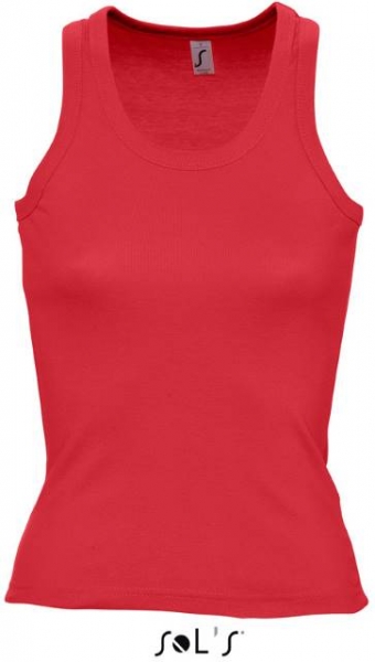 Damen Ripp Trägershirt Rot mit Ringerrücken